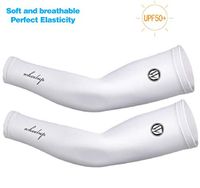 Cooling Arm Sleeves for Men & Women, UV Sun Protection Ice Silk Sleeves to Cover Arms for Cycling, Driving, Outdoor Sports (White, M)