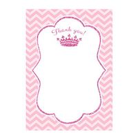 30 Hot Pink Glitter Princess Birthday Party Baby Girl Shower Blank Thank You Cards Chevron Design + 30 White Envelopes