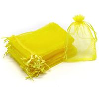 Dealglad 100pcs Drawstring Organza Jewelry Candy Pouch Party Wedding Favor Gift Bags (3.5x4.5, Yellow)