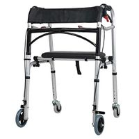 Yadianna Cozy Brake Walker Aluminum Auxiliary Four-Legged Crutches Rehabilitation Alloy Double Handrail Wheel Elderly Disabled Walker 60cmx61cmx80cm Non-Slip Walking Stick with Hospital