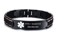 XUANPAI Free Custom Engraving Adjustable Stainless Steel Brushed Medical Alert ID Bracelet for Men Women,Rose