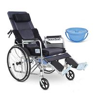 HMHD 450lbs Recliner Transport Wheelchair,Heavy Duty Manual Foldable Mobility Push Chair with Handbrake Solid Tires Armrest Wide Seat,Portable Medical Aid Sport Wheelchair Elderly Adult