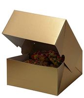 Christmas Cookie Gift Boxes Small Square Metallic Gold Empty Bakery & Pastry Box with Lids for Gift Giving & Packaging On Holiday and Party Decor Bulk Pack (Set of 12) (6 Inch, Gold)
