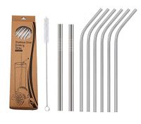 Ssuger9 Stainless Steel Straws Reusable 8 Set,Straws with 1 Cleaning Brush for Smoothie, Milkshake, Cocktail, Milk tea and for 30oz Tumblers Cups Mugs