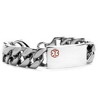StickyJ USA Mens Large Link Medical Alert Bracelet 9 in