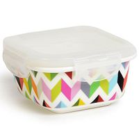 French Bull 9 oz. Square Porcelain Food Storage Container - Lunch, Airtight, Lid - Ziggy