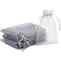 Axgo 100pcs 4 x 6 Inch Organza Drawstring Pouch Jewelry Wedding Favor Party Festival Gift Candy Bags, 4" x 6", Grey