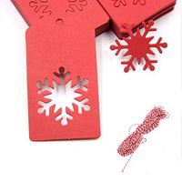 EORTA 100 Pieces Christams Gift Tags with 20 M Twine Kraft Paper Lables Hollowed Snowflake Blank Gift Message Cards Christams Tree Hanging Decoration for DIY Art Craft Party Holiday, Red