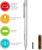 Surface Pen for Microsoft Surface Pro 6 Surface Laptop 1 2 Surface Book Surface Go Surface Pro 5 Pro 4 Pro 3 with 1024 Levels Pressure Sensitivity (Silver)