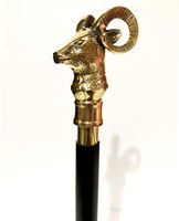 Marine Nautical Store Antique 3 fold Designer Brass Goat Handle Style Wooden Folding Black Walking Stick Vintage Canes