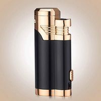 Zenghh USB Charging Lighter Windproof Design with Cigar Cutter Double Arc Electric Lighter Comfortable Creative Personality Mini Portable