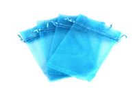 MBOX Colorful 4x6" Organza Drawstring Pouch Bag 100pcs (Aqua Blue)