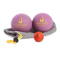 HolisticFit Massage Balls Set with Free Hands and Feet Mini Ball. Yoga Pilates Therapy Rubber/Silicone Balls for Instant Muscle Pain Relief, Trigger Point Treatment and Myofascial Release (Purple)