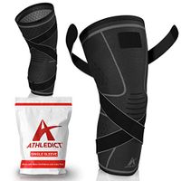 Knee Brace Compression Sleeve with Strap for Best Support & Pain Relief for Meniscus Tear, Arthritis, Running, Basketball, MCL, Crossfit, Jogging and Post Surgery Recovery for Men & Women (Black, XXL)
