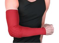 Joyeer Elbow Braces Honeycomb Sponge Anti-Crash Basketball Arm Sleeves Long Comfortable Sport Tennis Strap 1PC , red , L