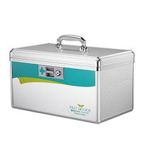 Glosen Medicine Storage First Aid Box with Child Safe Lock 10x6.7x6.7 Inch Silver (Small)