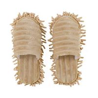 Unisex Dust Mop Slippers Shoes, Lazy Mop Slippers, Tuscom Microfiber Washable Mop Slippers Walking Cleaning Dusters Multifultional Floor Cleaning Shoes Cover for House Kitchen Office (Beige, Large)