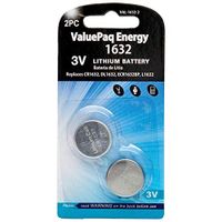Valuepaq Energy 1632 Lithium Coin Cell Batteries, 2 Pk