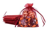 TheDisplayGuys 48-Pack 3x4 Maroon Sheer Organza Gift Bags with Drawstring, Jewelry Candy Treat Wedding Party Favors Mesh Pouch