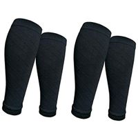(2 Pairs) Compression Calf Sleeves Men & Women (20-30mmhg) - Best Footless Compression Socks Shin Splints, Running, Leg Pain, Nurses & Maternity Pregnancy - Increase Blood Circulation (Black)