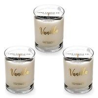LUNA CANDLE CO. Warm, Vanilla Scented Jar Candle, 11oz. Glass, Natural Soy Wax, Long Burning Up to 110 Hours of Burn Time, Aromatherapy, Handcrafted in The USA (3 Pack)