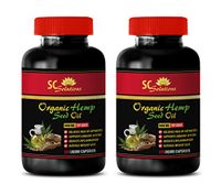 Anxiety Relief Organic - Organic Hemp Seed Oil 1000 Mg - Hemp Oil Vitamins - 2 Bottles 240 Liquid Capsules