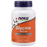 NOW Supplements, Glycine 1,000 mg Free-Form, Neurotransmitter Support*, 100 Veg Capsules