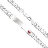 US Jewels And Gems Customizable Men's 0.925 Silver Sterling 7mm Curb Medical ID Alert Bracelet, 7.5in