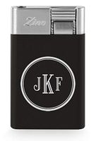 Personalized Black Zino ZM Jetflame Cigar Lighter with Free Laser Engraving (Roman Monogram)