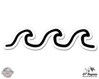 GT Graphics Wave Simple Outline - 5" Vinyl Sticker - for Car Laptop I-Pad - Waterproof Decal