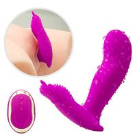 10 Vibration Modes Wearable Thrusting G-Spótter Massage Tool Butterfly Rechargeable Wireless Remote Control Waterproof Tool for Woman Massaging (Purple)
