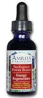 AMRITA Aromatherapy: Energy Regenerator Tri-Essence Power Blend; All Natural Herbal Extracts, Flower Essences & Essential Oils of Hemlock Spruce, Atlas Cedar & Angelica Root -Size: 240ML