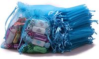 IBLUE 100Pcs Organza Gift Bags 4x6 Inch Drawstring Candy Pouch Sheer Wedding Party Favor Bags P001 (Blue, 4"x6")