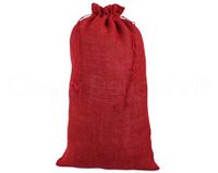 10 Pack - CleverDelights 12" x 20" Red Burlap Bags with Natural Jute Drawstring - Christmas Present Holiday Décor Rustic Party Favor Pouch Bags