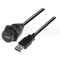 L-com WPUSB Series Waterproof USB Cable with Type A M/F (0.5M)