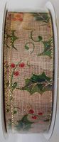 Holly Gold Wired Edge Premium Holiday Tree Decorating Bow Gift Wrapping Ribbon 1.5" Wide by 50 Yards
