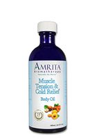 AMRITA Aromatherapy: Muscle Tension and Cold Relief Massage & Body Oil With Pure and Therapeutic Grade Essential Oils of Eucalyptus Radiata, Lemongrass & Birch - Size: 240ML