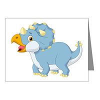 Note Card Cute Blue Triceratops Dinosaur