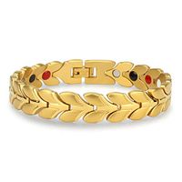 PINGMAI Men's Titanium Steel Bracelet Arthritis Pain Relief Wheat Spike Gold