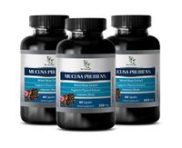 Brain Health Supplement Natural - Velvet Beans - MUCUNA PRURIENS Extract - Digestion Support Vitamins - 3 Bottles 180 Capsules
