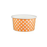 Yocup 6 oz. Polka Dot Orange Paper Ice Cream/Frozen Dessert Cup - 50 ct