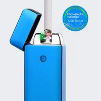 Electronic Dual Pulse Double Arc Cigarette Lighter USB Rechargeable Windproof Flameless Plasma Beam Lighter for Cigar, Men and Women's Gift (Blue)