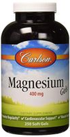 Carlson - Magnesium Gels, 400 mg of Magnesium per Softgel, Heart & Muscle Support, Magnesium Gel Caps, Bowel Function, Magnesium Supplement, 250 Softgels