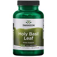 Swanson Holy Basil Leaf (Tulsi) Healthy Response to Stress Support Emotional Well-Being Supplement (Ocimum Sanctum) (800 mg per 2 Capsule Serving) 400 mg 120 Capsules (Caps)