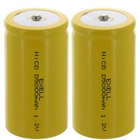 2x D Size 1.2V NiCD Button Top Rechargeable Batteries for Telecoms, Smart grid, RC devices