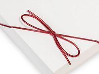 Pack Of 50, 16" Metallic Red Stretch Cord Loops W/Pre-Tied Bows Made From 1/16" Round Elastic For Jewelry Boxes