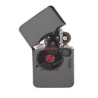 DJ Turntable Vinyl Record - Black Lighter Windproof Flip-Top Refillable with tin Gift Box