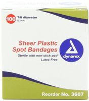 Dynarex Adhesive Sheer Spot Bandage, 7/8 Inches, 100 Count (Pack of 4)
