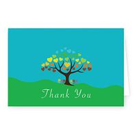 Thank You Note Card - Great for Any Occasion, New Baby, Wedding All Occasion - Tree & Hearts - 4 x 6 Folded Note Card - Available in 25, 50 and 100 Packs