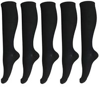 Bcurb Graduated Compression Socks Women and Men - Best Medical, Nursing, Running, Fitness, Sports, Travel & Flight Sock - Over The Calf Below Knee High (Black-5 Pair, Sm/Med)